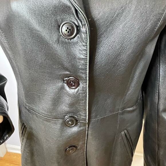 Vera Pelle Italian Leather Black Trench Coat Matrix 12 - Picture 2 of 12